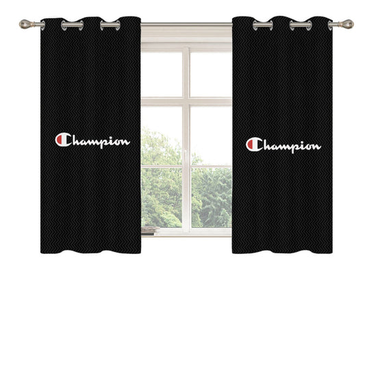 Champion Black Motif Peach Skin Window Curtains