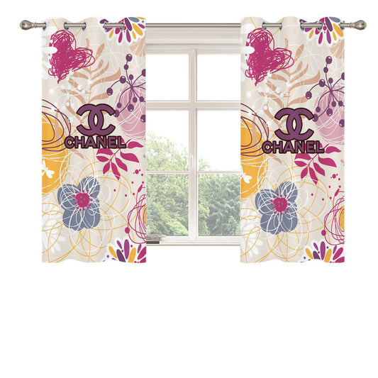 Chanel Latte Colour Mix Floral Peach Skin Window Curtains