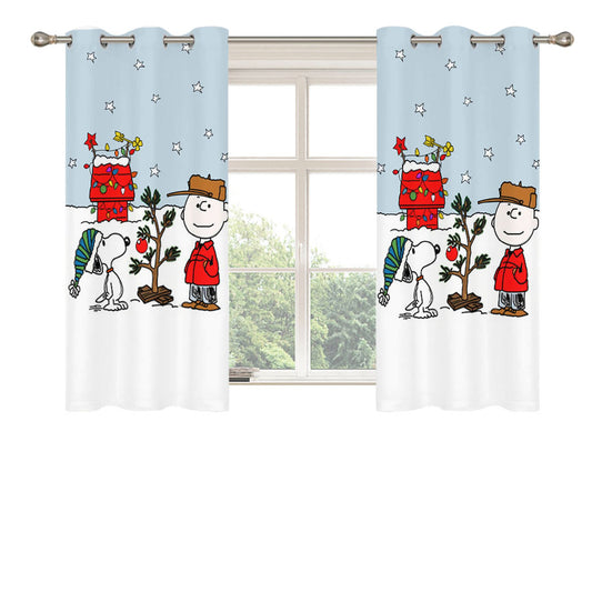 Charlie Brown Christmast Peach Skin Window Curtains