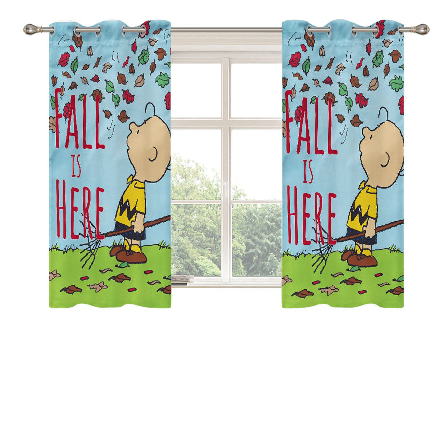 Charlie Brown Fall Peach Skin Window Curtains
