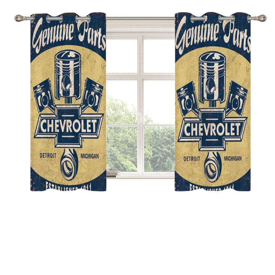 Chevy Retro Car Poster Peach Skin Window Curtains