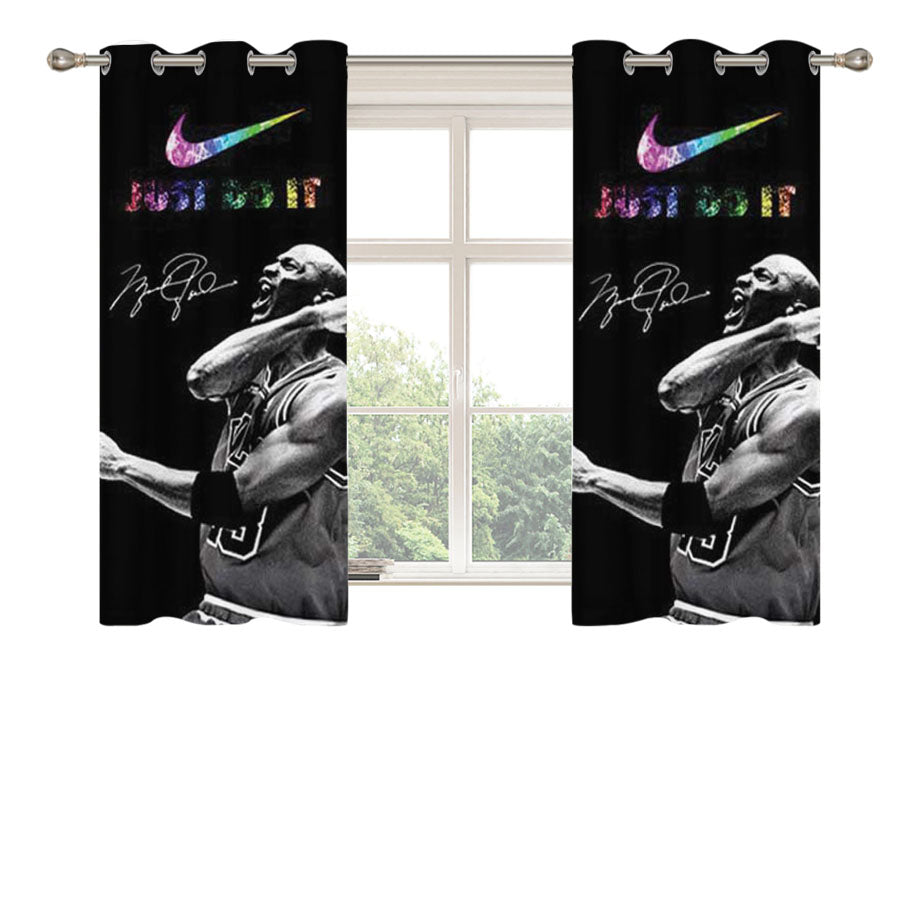 Chicago Bulls Jordan Glitter Peach Skin Window Curtains