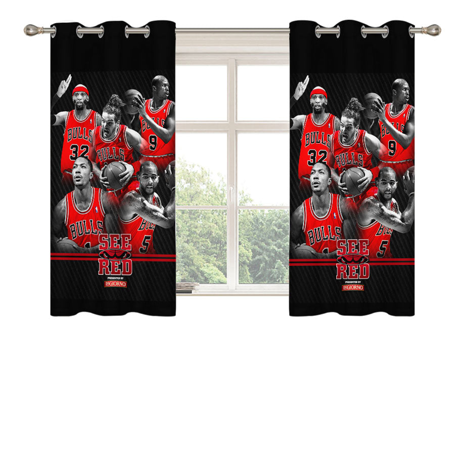 Chicago Bulls See Red Team Peach Skin Window Curtains