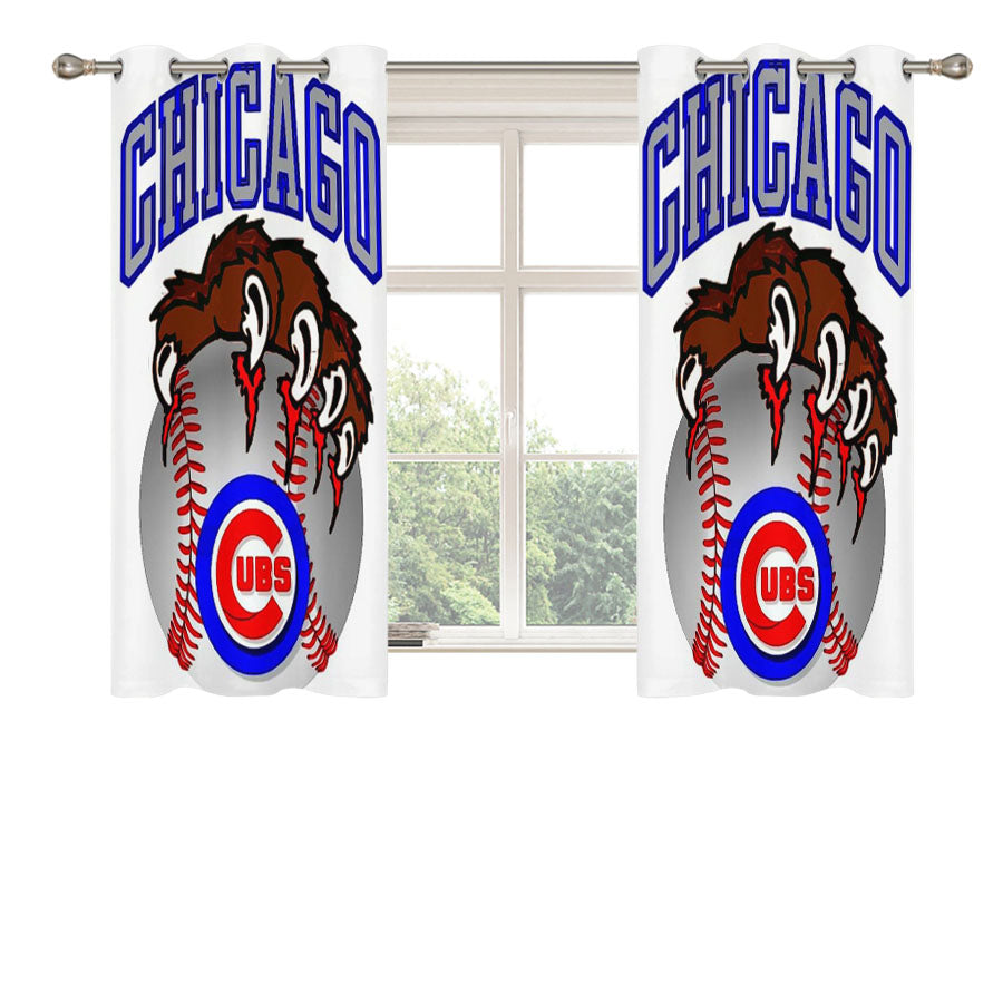 Chicago Cubs Baseball Bear Hand Peach Skin Window Curtains