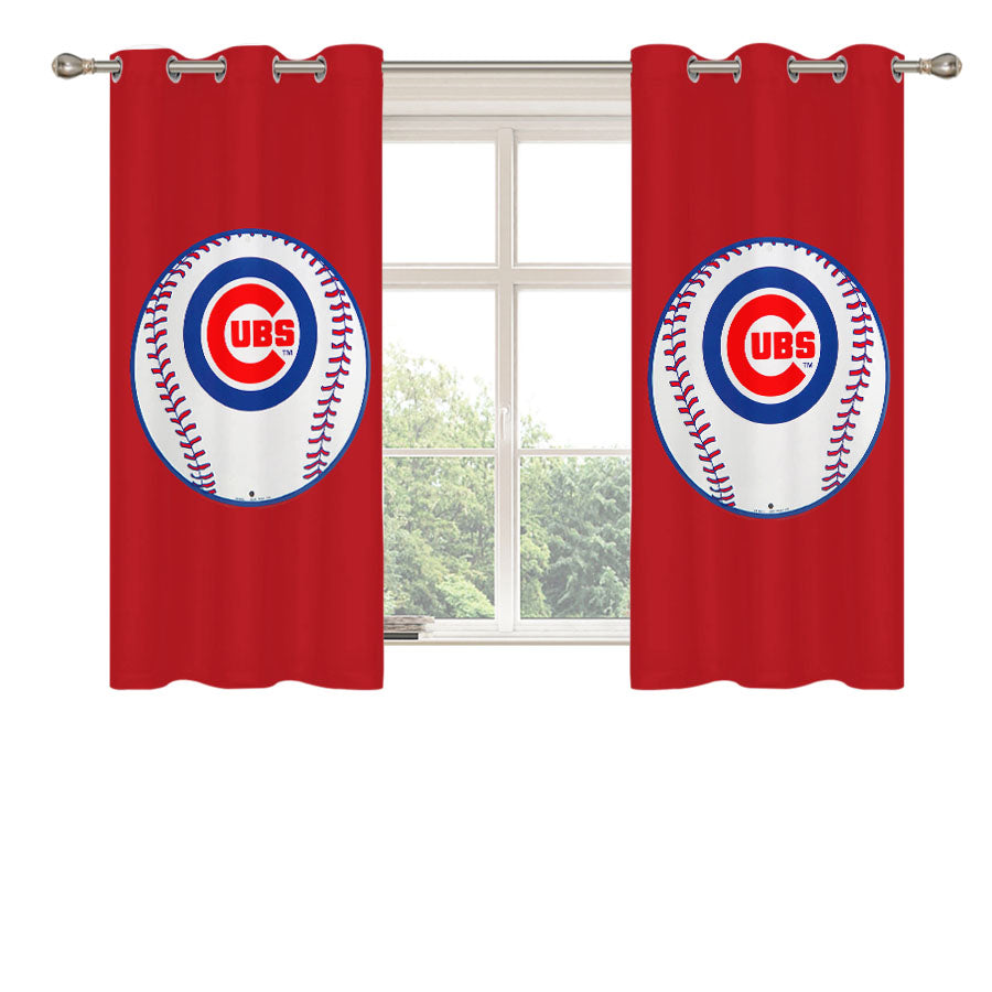 Chicago Cubs Baseball Logo Peach Skin Window Curtains