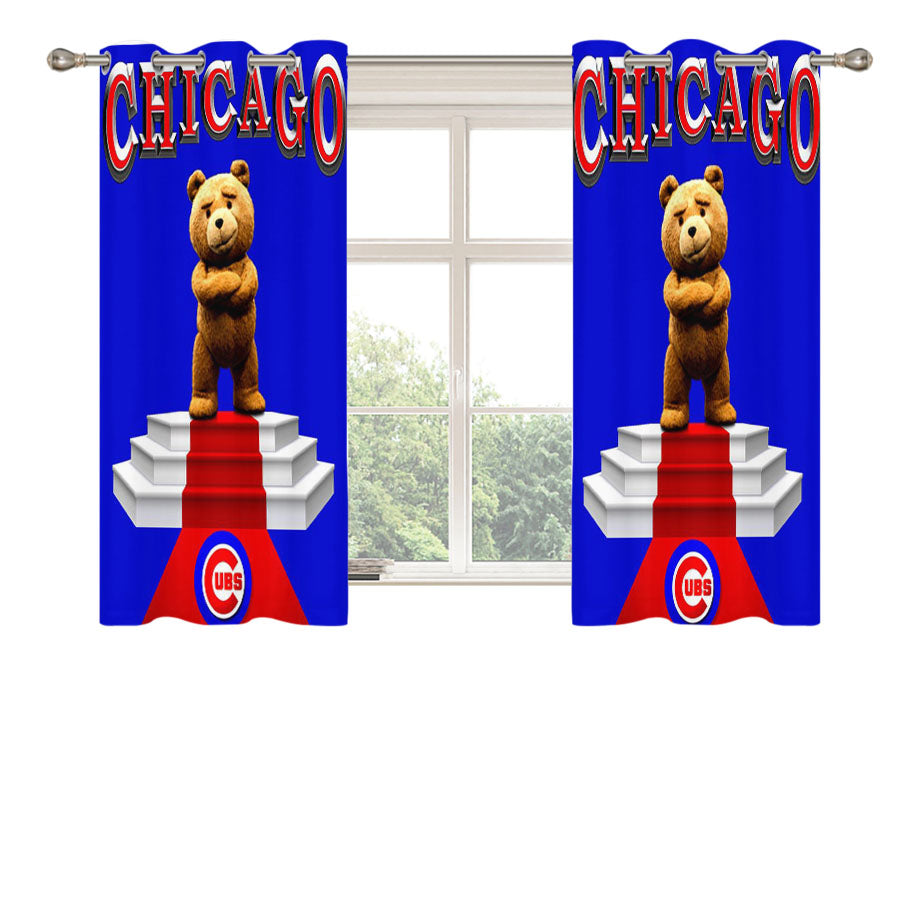 Chicago Cubs Blu Peach Skin Window Curtains