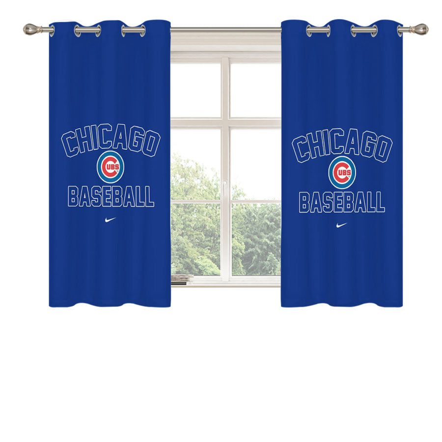 Chicago Cubs Blue Peach Skin Window Curtains