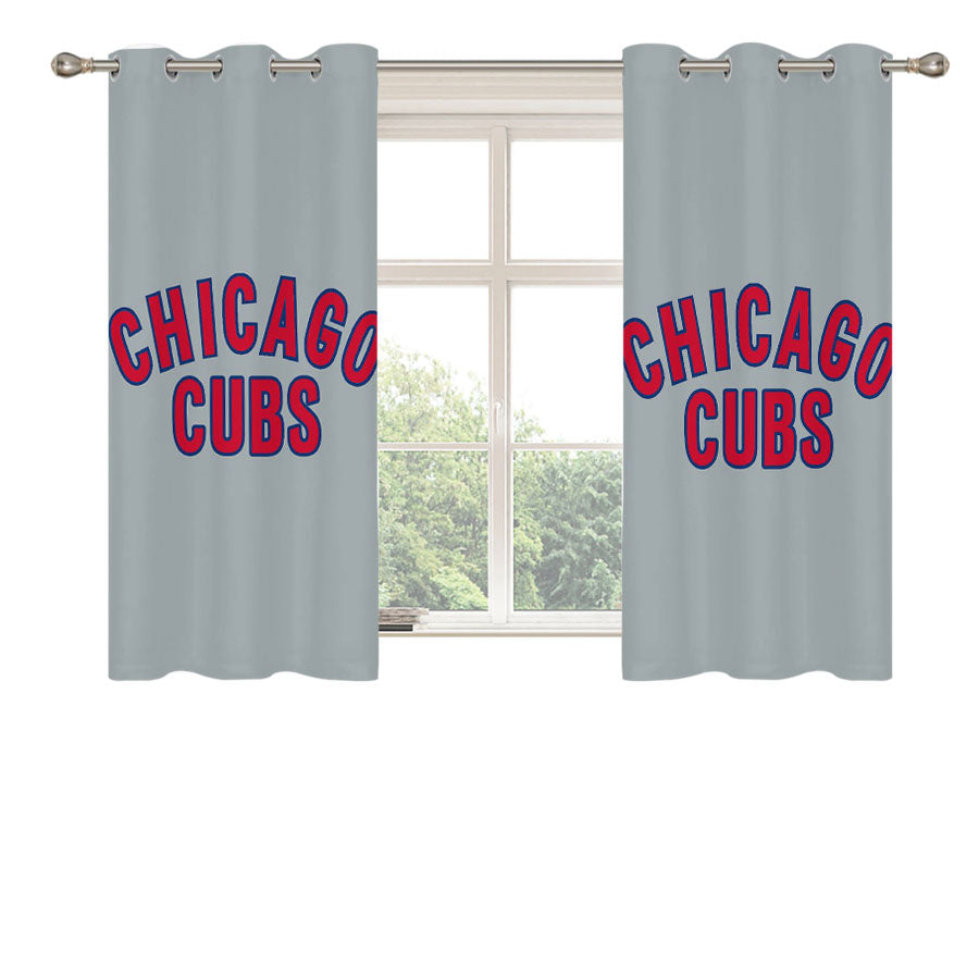 Chicago Cubs In Red Text Peach Skin Window Curtains