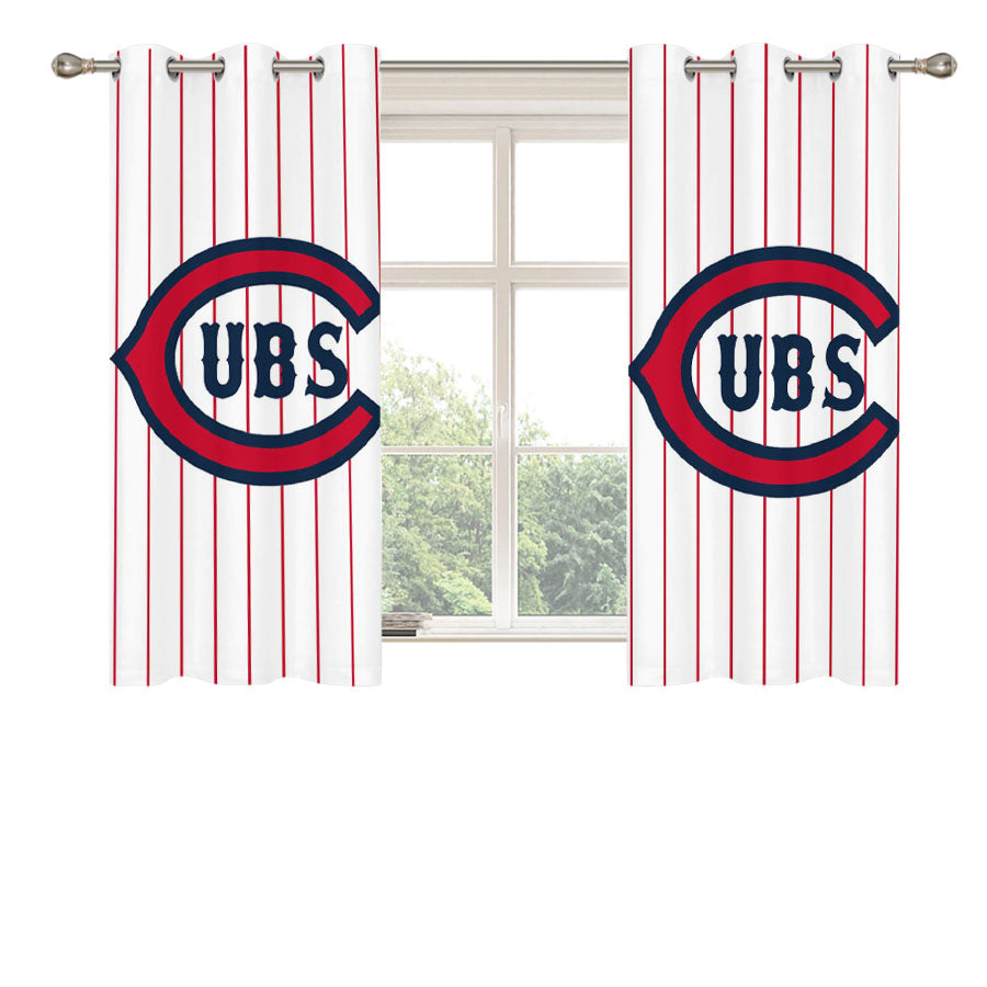 Chicago Cubs Letter C Stripe Peach Skin Window Curtains