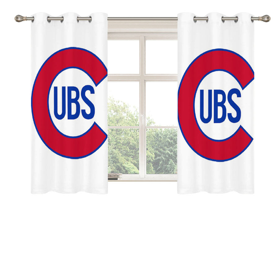Chicago Cubs On White Peach Skin Window Curtains