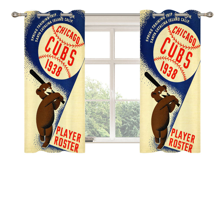 Chicago Cubs Poster 1938 Peach Skin Window Curtains