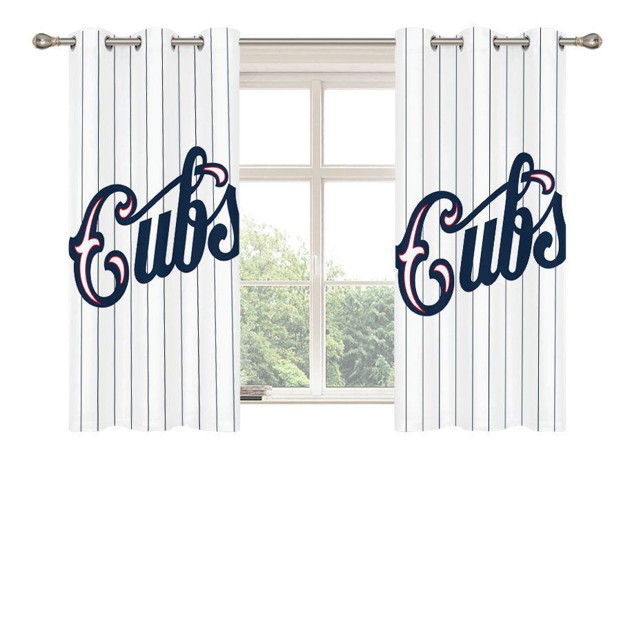 Chicago Cubs Street Stripe Peach Skin Window Curtains