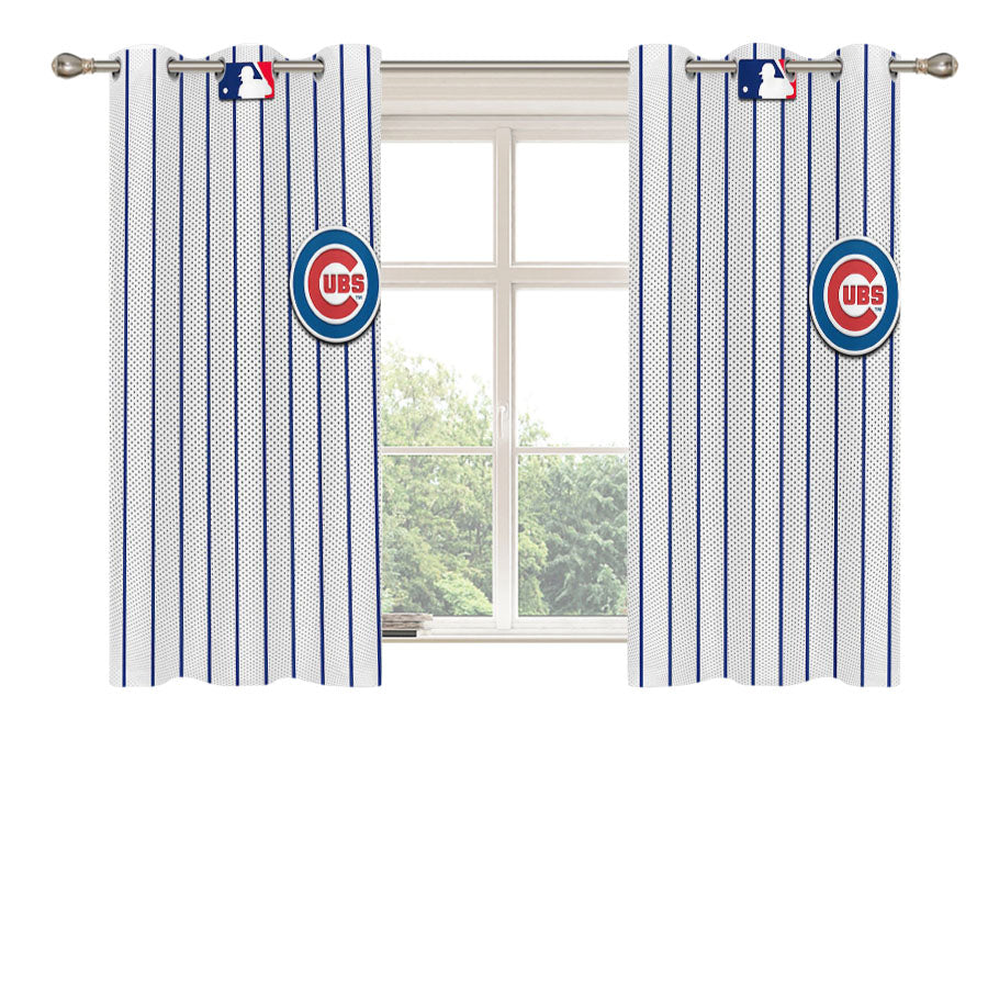 Chicago Cubs Stripe Baseball Peach Skin Window Curtains