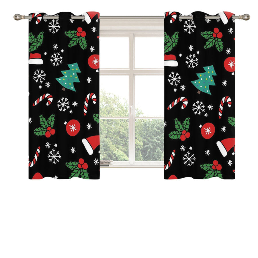 Christmas Objects Pattern Peach Skin Window Curtains