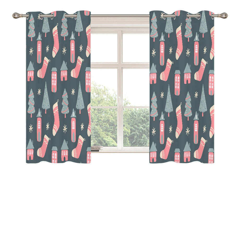 Christmas Patterns Set 07 Peach Skin Window Curtains