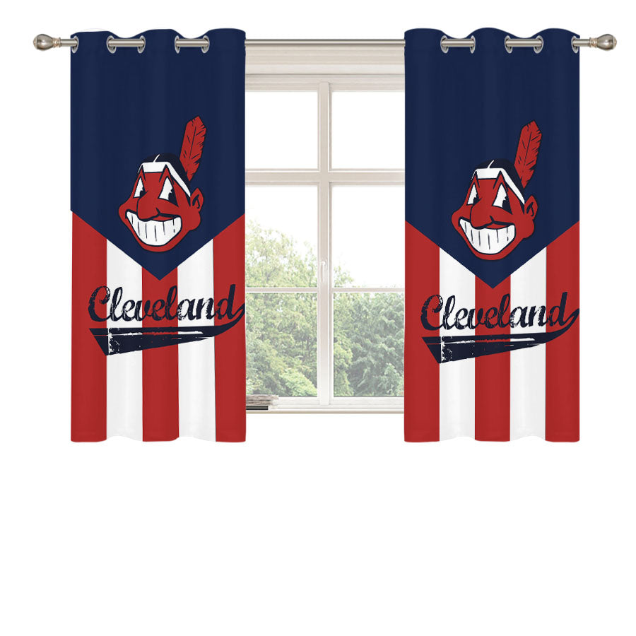 Cleveland Indians Flag Peach Skin Window Curtains