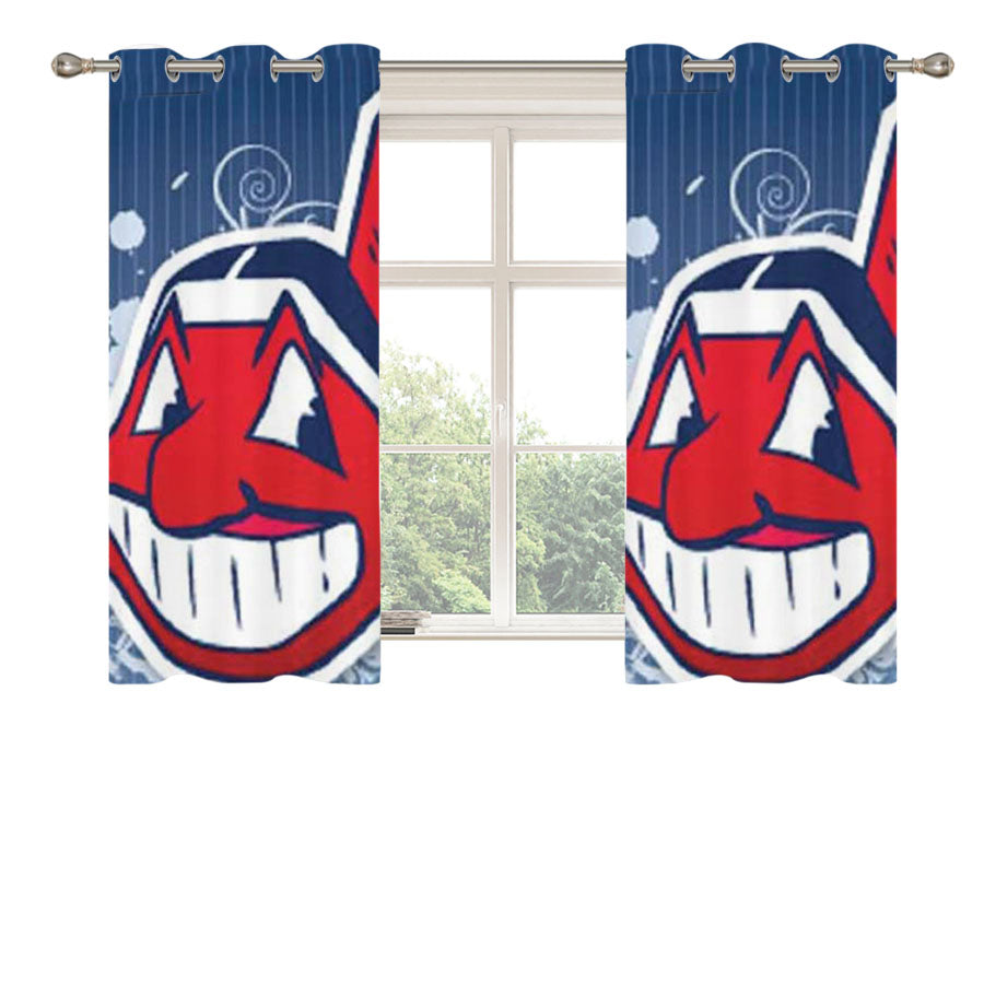 Cleveland Indians Pinstripes Peach Skin Window Curtains
