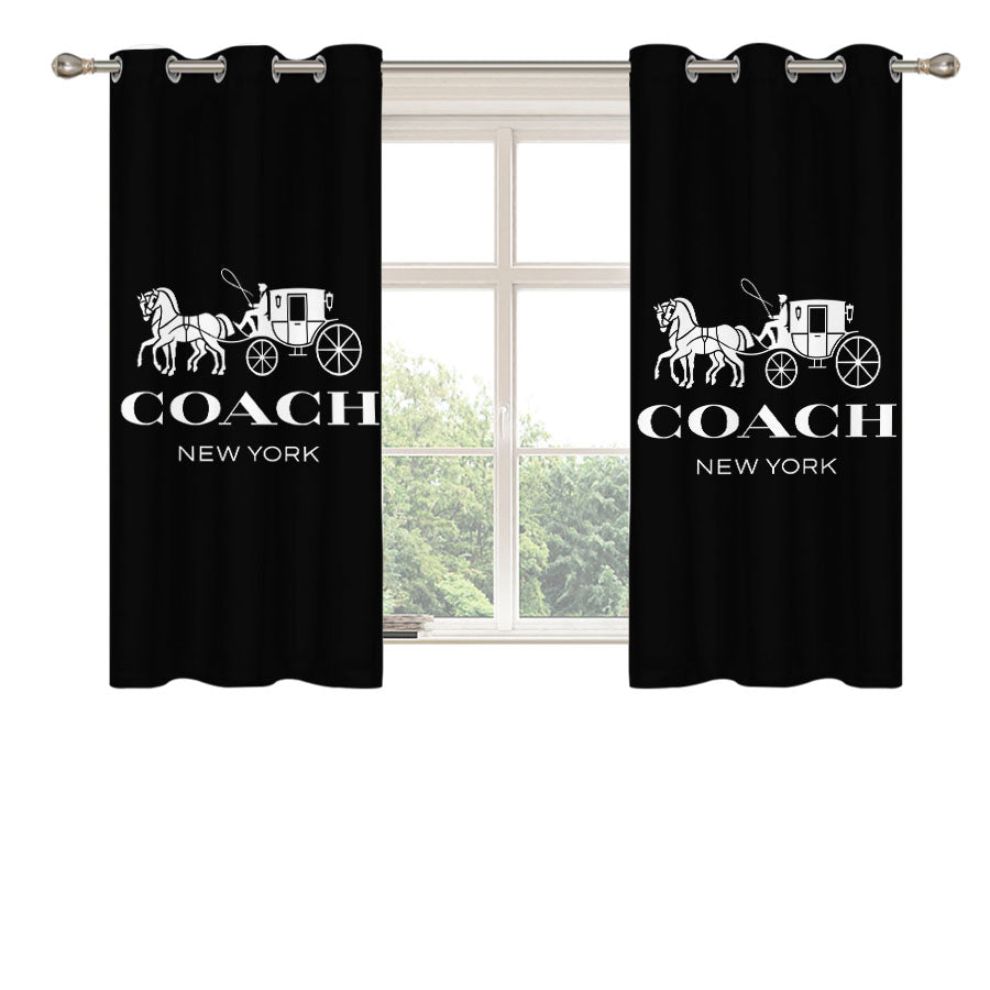 Coach Logo 2 Peach Skin Window Curtains