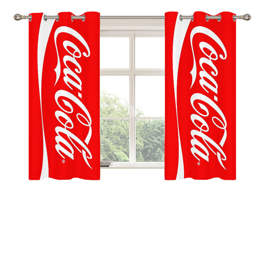 Coca Cola Logo Peach Skin Window Curtains