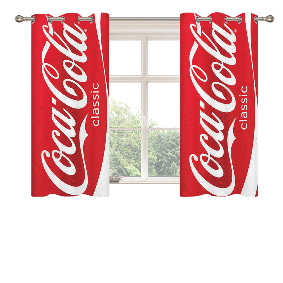 Coca Cola Red Can Peach Skin Window Curtains
