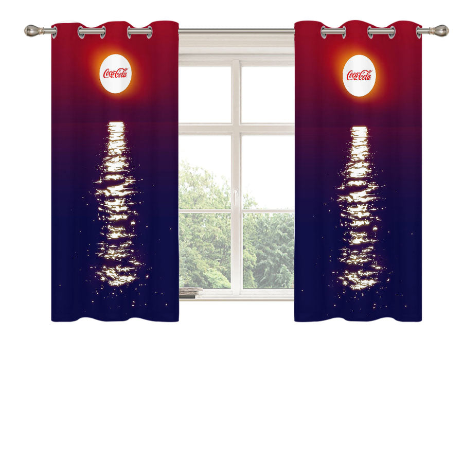 Coca Cola Sunset Reflection Peach Skin Window Curtains
