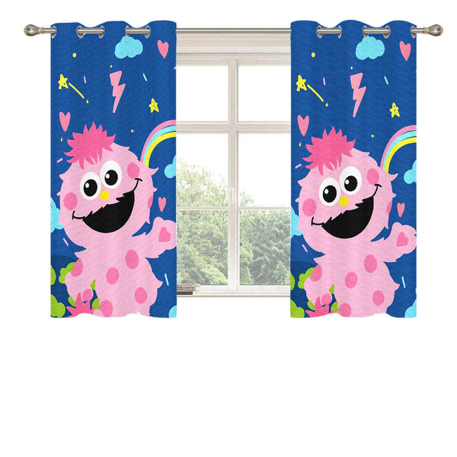 Cookie Monster Cartoon Creative Peach Skin Window Curtains