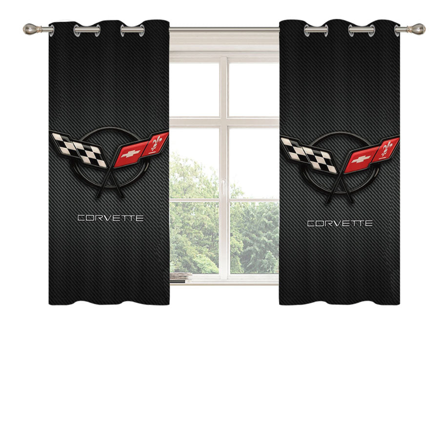 Corvette Logo Peach Skin Window Curtains