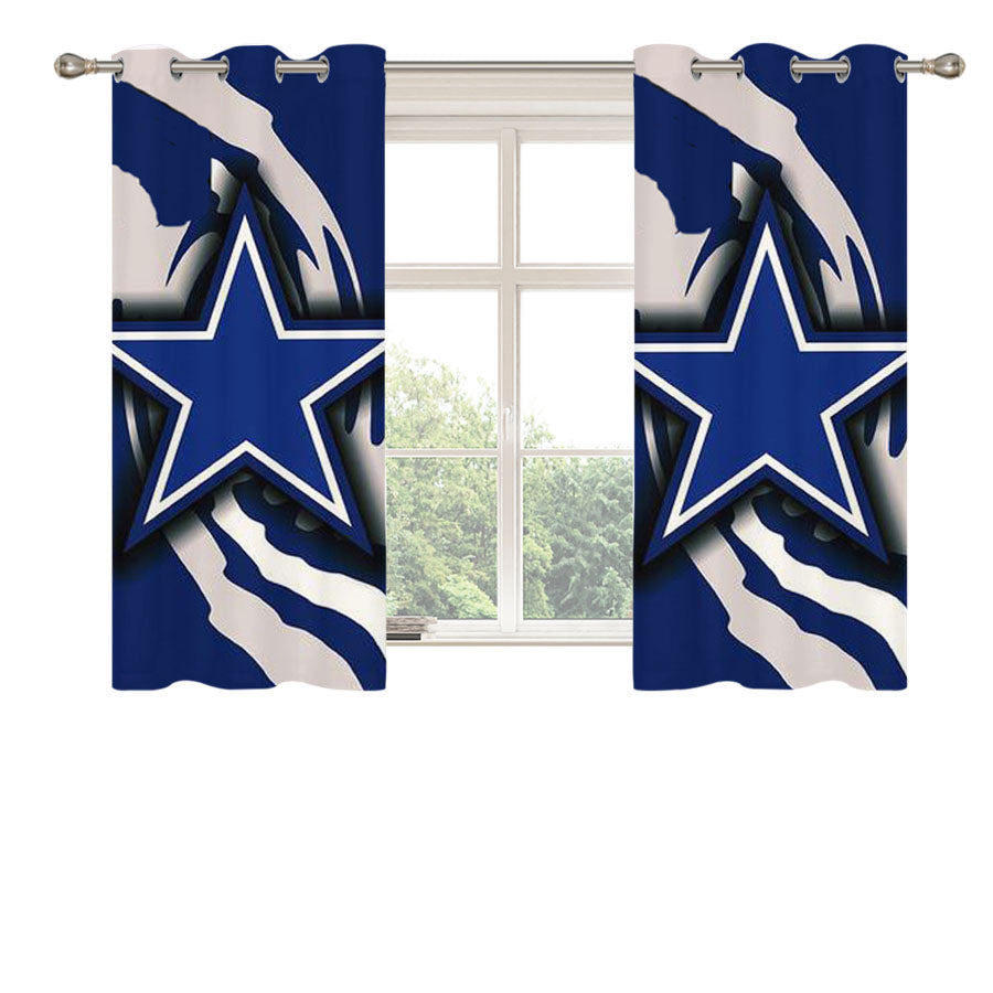 Dallas Cowboys Blue 1 Peach Skin Window Curtains