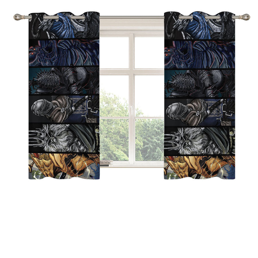 Dark Souls All Characters Art Peach Skin Window Curtains