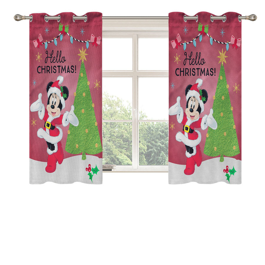 Disney Minnie Hello Christmas Peach Skin Window Curtains