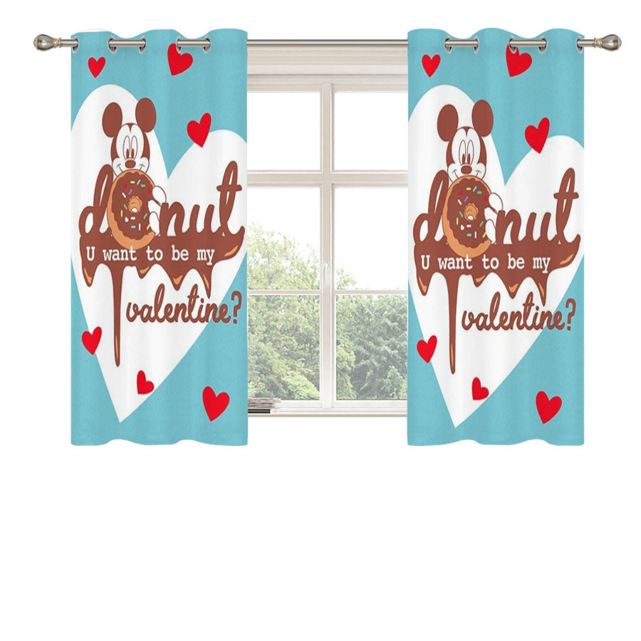 Donut Valentine Mickey Peach Skin Window Curtains