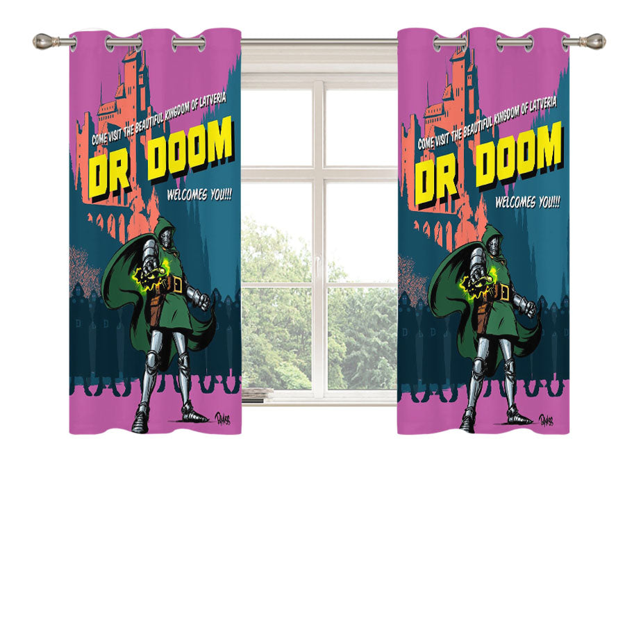 Dr. Doom Marvel Peach Skin Window Curtains