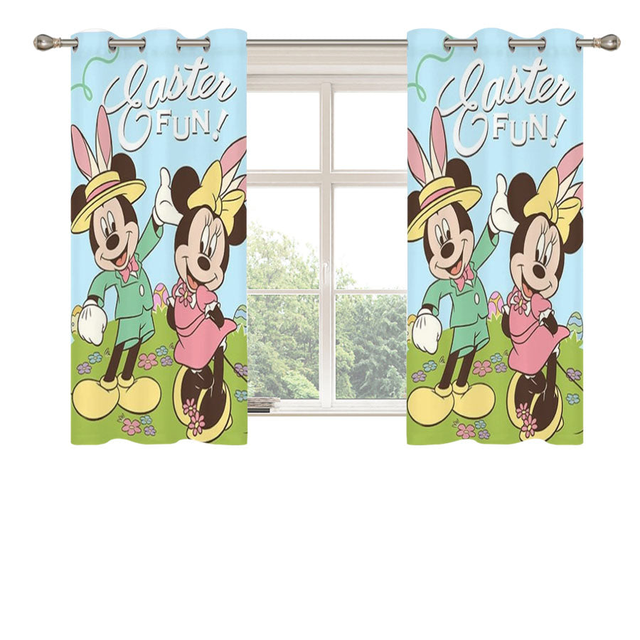 Easter Fun Mickey And Minnie Peach Skin Window Curtains