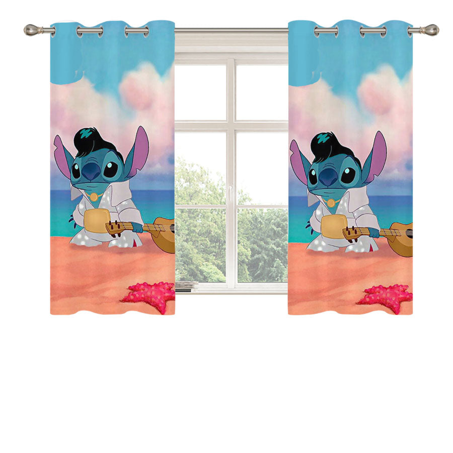 Elvis Stitch Disney Peach Skin Window Curtains