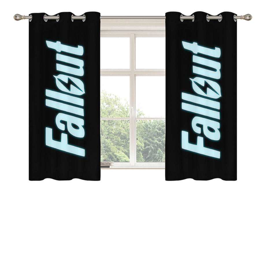 Fallout Black Logo Peach Skin Window Curtains