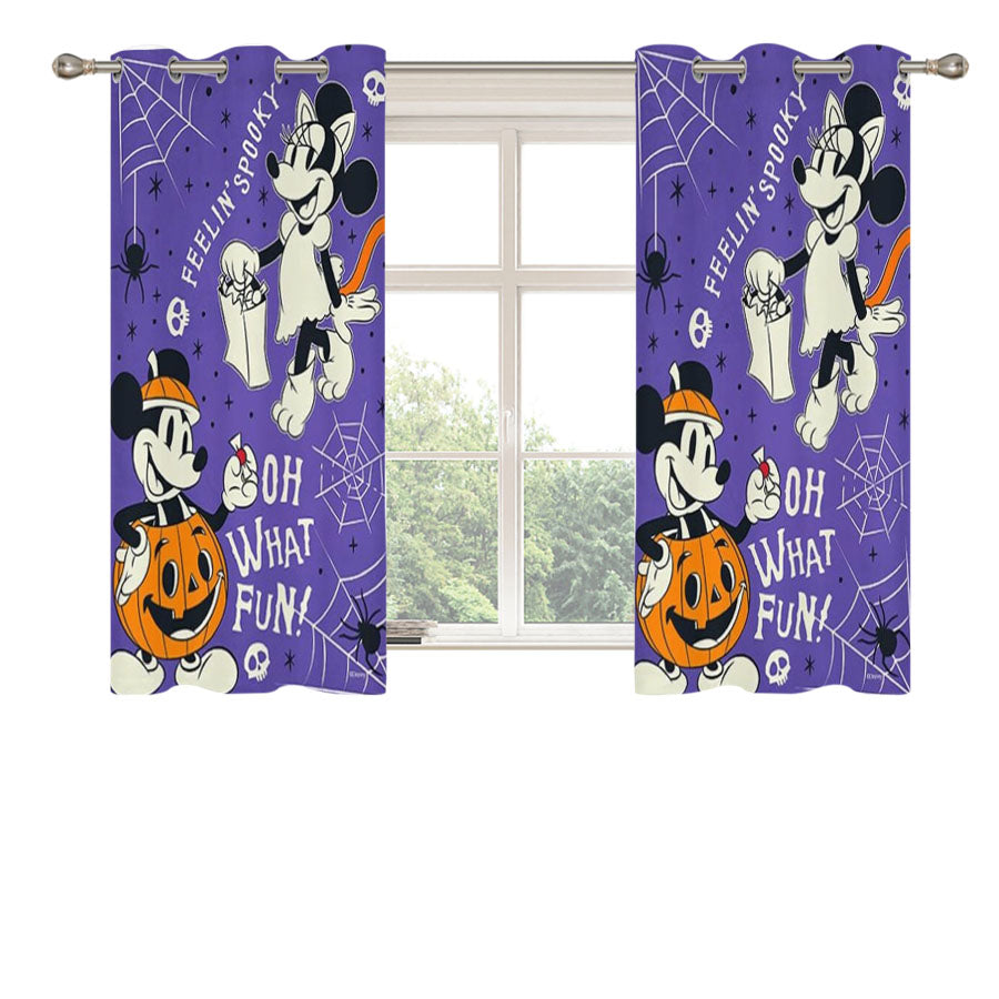 Feeling Spooky Mickey And Minnie Peach Skin Window Curtains