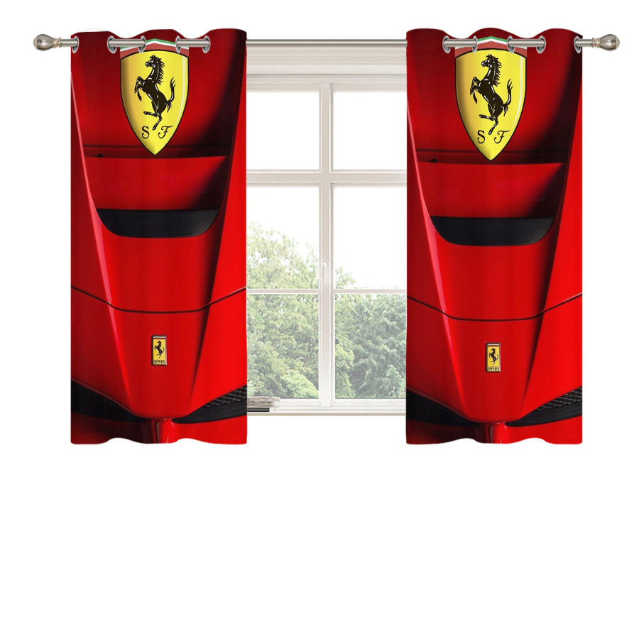 Ferrari Luxury Sport Car Peach Skin Window Curtains