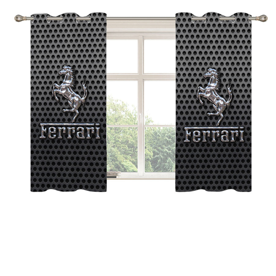 Ferrari Prancing Horse Of Maranello Dark Metal Mesh Peach Skin Window Curtains
