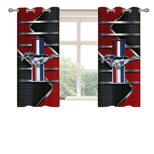 Ford Mustang Metal Logo Peach Skin Window Curtains