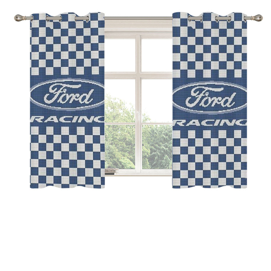Ford Racing Pattern Peach Skin Window Curtains