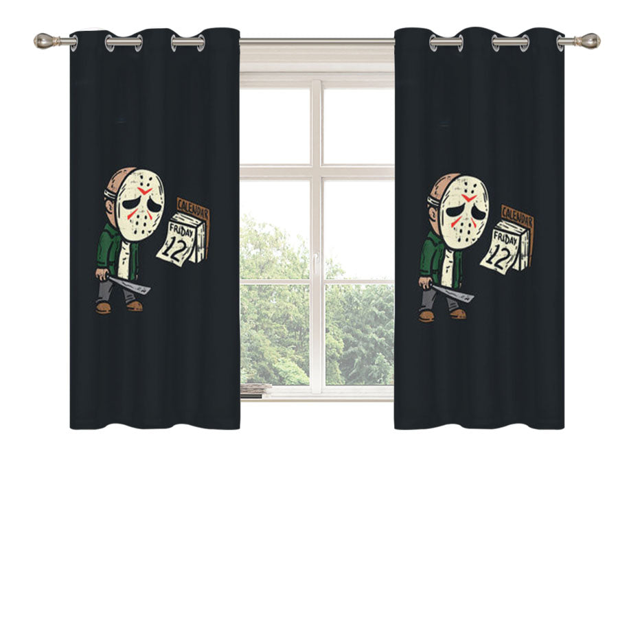 Friday 12Th Halloween Peach Skin Window Curtains