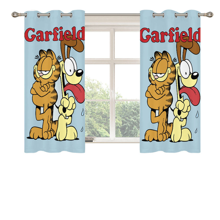 Garfield And Dog Peach Skin Window Curtains