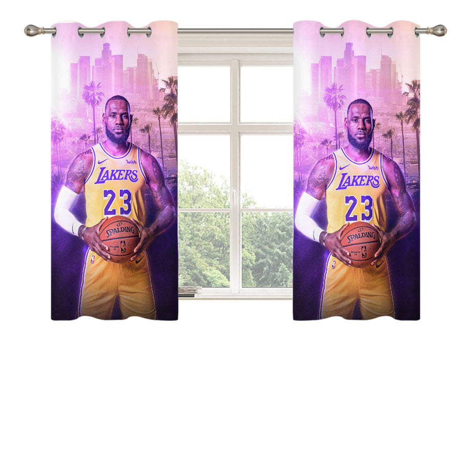 Glowing Lebron James Peach Skin Window Curtains