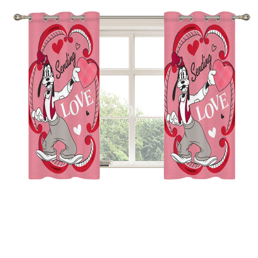 Goofy Sending Love Peach Skin Window Curtains
