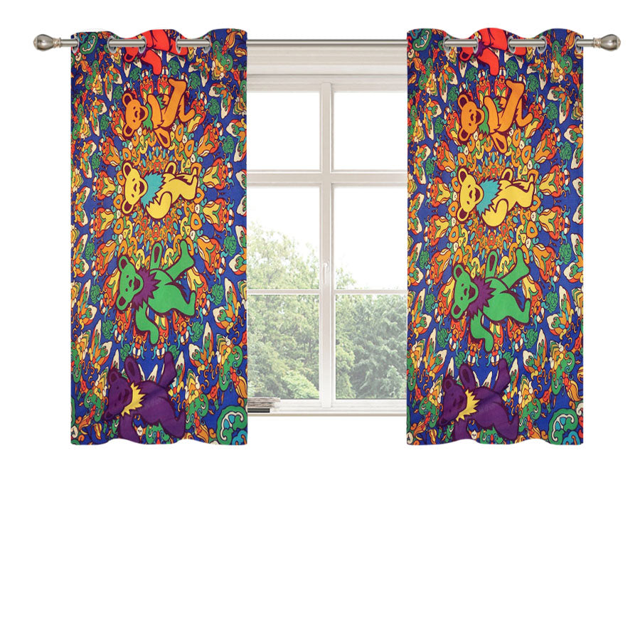Grateful Dead Tie Dye Tapestry Peach Skin Window Curtains