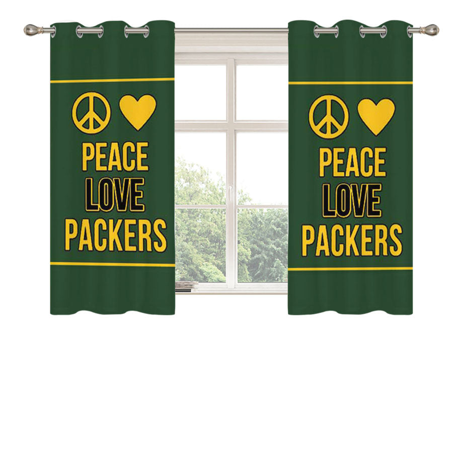 Green Bay Packers Peace Love Peach Skin Window Curtains