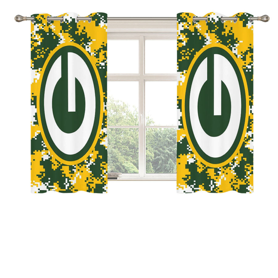 Green Bay Packers Pixel Art Peach Skin Window Curtains