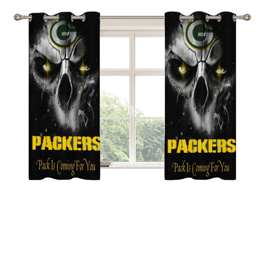 Green Bay Packers Skull Peach Skin Window Curtains
