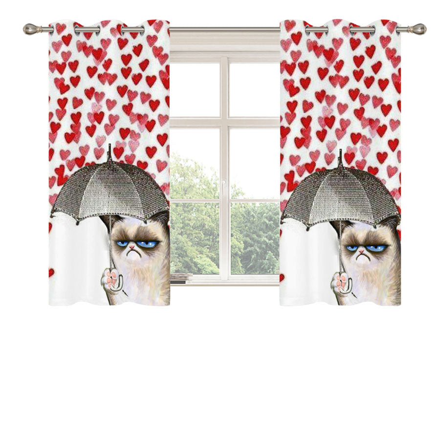 Grumpy Cat Umbrella Peach Skin Window Curtains