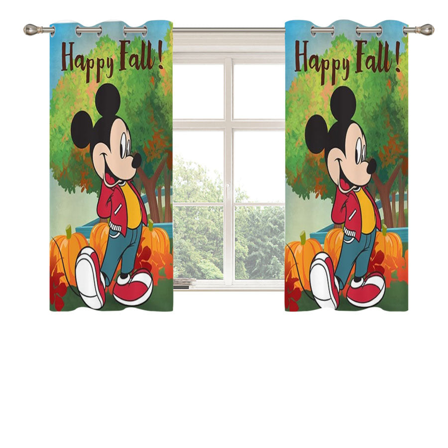 Happy Fall Pumpkin Patch Mickey Peach Skin Window Curtains